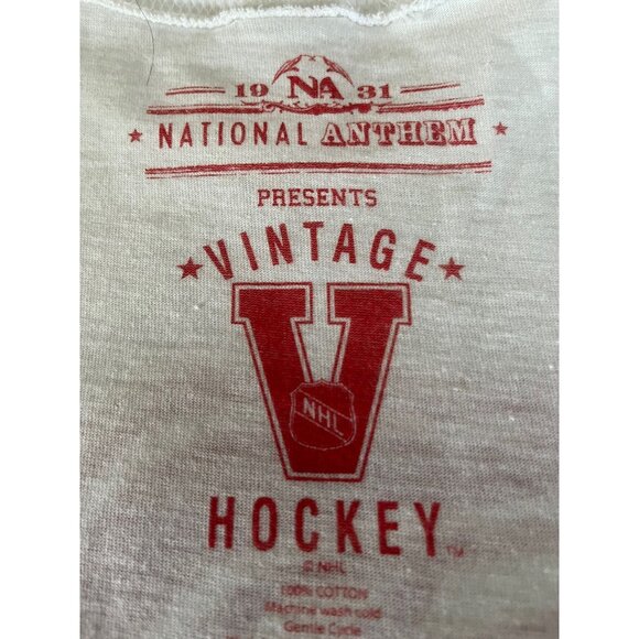 Vtg Women's Detroit Red Wings Hockey White Red T-Shirt 1931 National Anthem Pres - Picture 4 of 9
